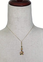 Antique Edwardian Suffragette Lavalier Pendant Necklace 14K Gold Filled Chain