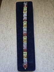 Vintage Sterling Silver Multi Gemstone Triple Row Tennis Bracelet 925 Thailand