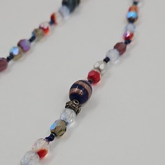Vintage Artisanal Glass Bead Necklace Iridescent Crystal Boho Toggle Clasp