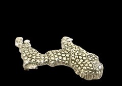 VTG Sterling Silver Marcasite Poodle Dog Hallmarked England~Red Eyes~1950s~19g