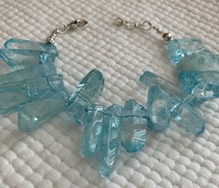 druzy quartz blue chunky bracelet 8.5 in