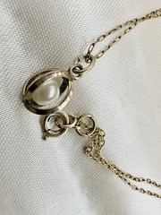 VTG 14k Gold Filled Pearl Cage Pendant 18in GF Chain Minimalist Estate Sale Read