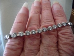 TENNIS SILVER TONE RHINESTONES 5 3/4”L 1/4” W BRACELET #23/23