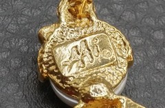 AAI Ballerina Girl Faux Pearl Head Heart Charm Dangle Gold Tone Brooch Pin