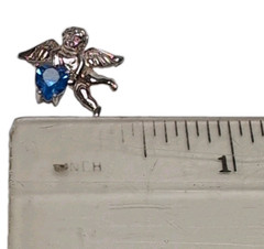 Vtg Avon Sterling Silver Cherub Angel Pendant Necklace Blue Heart CZ 18″ NEW