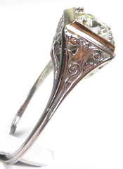 Antique Art Deco European Diamond 18KW/Y Engagement Ring Size 7.25 UK-O EGL USA