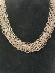 925 Sterling Silver Vintage Necklace Layered Multi Strand Statement Chain