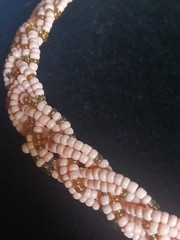 Vintage Coral Peach beaded choker