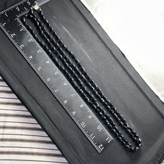 Vintage Jet Black Beaded Necklace Flapper Extra Long Made In Austria about 56″