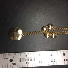 Organic Double Dangle Necklace 29 In Shiny Gold Retro Vintage BoHo Classic 90s