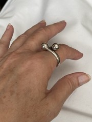 Vintage Mexico 925 Sterling Silver Double Bubble Ball Orb Modernist Ring