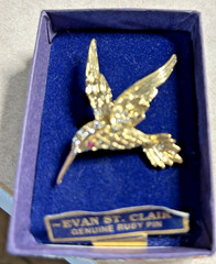 Vintage Evan St. Clair Hummingbird Pin W/ Genuine Ruby Eye