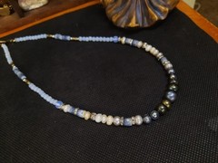 Handcrafted Bohemian Necklace with Freshwater Pearl, Opalite, & Blue Coral
