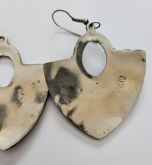 Vintage Mexico Alpaca Silver Inlay Cuff Necklace & Earrings Set Southwest