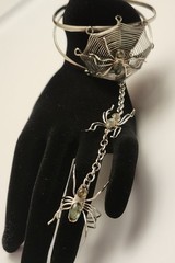 Alpaca Mexico Silver Spider Web Slave Cuff Bracelet With Abalone Or Paua 1980’s