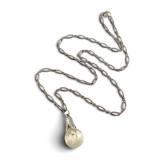 Vintage Floating Opal Sterling Silver Pendant Necklace 30mm 24 Inch Chain
