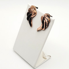Modernist Copper Wings Climber Style Clip On Earrings Artisan Style Unsigned