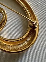 Vintage Monet Modernist Brooch Gold Tone