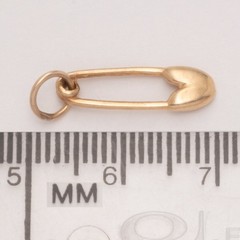 VINTAGE 14K GOLD BABY SAFETY PIN CHARM PENDANT with BAIL 0.5g 20x5mm 1950s USA