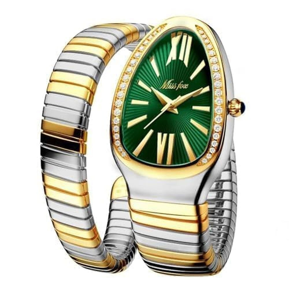 Classic Snake Shape Watch for Women Gold Silver Scaleable Bracelet Womens Wat…