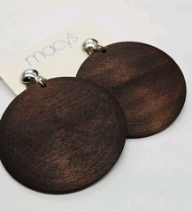 Wood Clip on Earrings Dangle Silver tone Boho 80’s style Vintage Macy’s 2.75 in