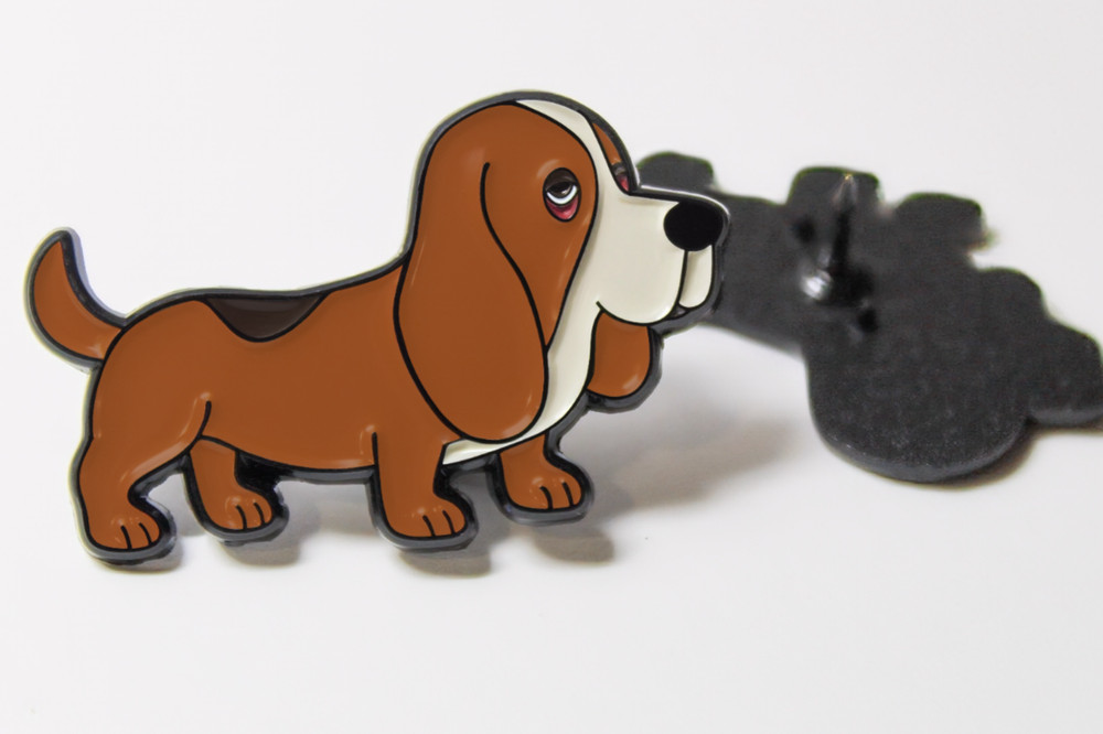 Basset Hound Enamel Pin 1.25in