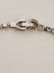 Vintage Pennino Rhodium Plated Rhinestone Leaves Necklace