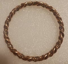VINTAGE 3 Copper Bangle Bracelet 7 1/2″ To 8″ 3/4″ 1/4″ 1/5″ Wide Twist Floral
