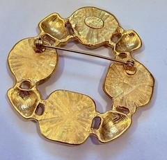 Vintage Robert Rose Gold Tone Etruscan runway 90’s Guiloche Style Brooch! Rare