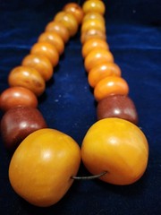 Antique African Butterscotch Egg Yolk Baltic Amber Round Bead Necklace.
