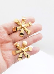 Vintage Napier 1973 “Pipes of Pan” Gold Tone Book Piece Earrings