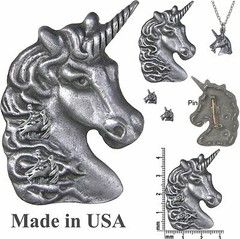 Unicorn Brooch Pin, Necklace, Earrings & Jewelry Box Set * Pewter * by Torino