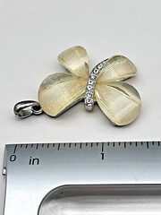 Vintage Acrylic Lucite Rhinestone Butterfly Necklace Pendant Yellow Glitter