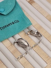 Vintage Elsa Peretti Tiffany & Co Sterling Silver Minimalist Hoop Earrings Rare
