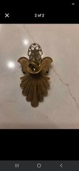 Vintage Angel Wings Pin, Brass Finish