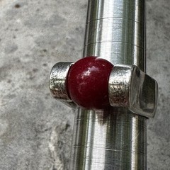 Vintage 925 Sterling Silver Tension Ring With Red Stone Removable Stone, Size 7