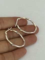 Elegant Vintage Sterling Silver Earrings Hoop Style E3