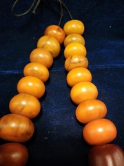 Antique African Butterscotch Egg Yolk Baltic Amber Round Bead Necklace.