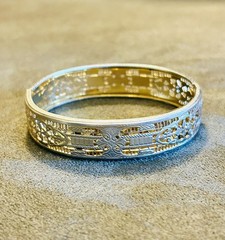 Cheever Tweedy Co Marked Hinged Bangle Bracelet Art Deco 1940-1949 Silver Gold