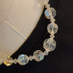 Vintage Clear Crystal Beaded Necklace Round Faceted Beads Barrel Clasp