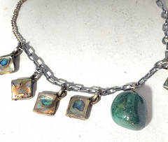 Vtg Sterling Silver MEXICO Abalone Charm Bracelet Lot 8.25″