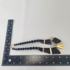 Napier Vintage Black Gold Tone Necklace Geometric Statement Collar MCM Modern