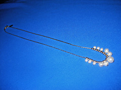 Medici Faux Pearl Bead Gold Tone Chain Necklace 17″