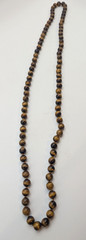Tiger Eye Gemstone Necklace Knotted Beads Brown Gold Natural Stone Strand 32in