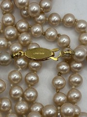 Retro 56 Inch LONG Hand Knotted Champagne Faux Pearl Made In Japan Necklace