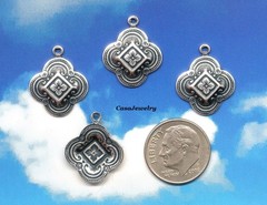 #0216 ANTIQUED .925 STERLING SILVER PLATED CELTIC PENDANT/ER W/TOP RING- 4 Pcs