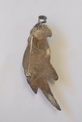 Large Puffy Sterling Silver Signed NF Parrot Macaw Bird Pendant Brooch 75 mm