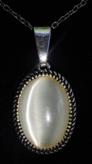 Moody Vintage White Cat’s Eye Moonstone Pendant Necklace—Milky Shimmer Effect