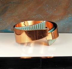MATISSE SCULTURA Blue Enamel Signed Set 1950s Wearable Art Abstract Modern 96.6g