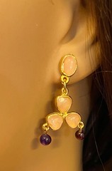 AUTHENTIC SWOBODA SET OF NECKLACE, EARRINGS~ ROSE QUARTZ, AMETHYST